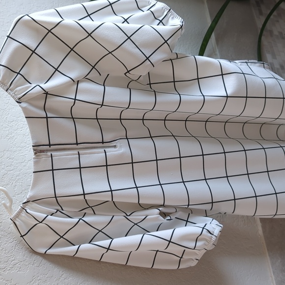 LAST CHANCE! Must go! - MELLODAY blouse in White Black windowpane - Picture 3 of 3